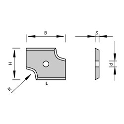 LEUCO RADIUS TURNOVER KNIVES HW WITH 2 CUTTING RADII 20X16X2.0 LL R=Ã?3.0