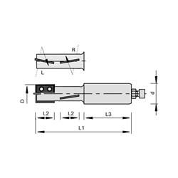 LEUCO SHANK-TYPE CUTTERS WITH HW TURNOVER KNIVES - Z=2+2, SENSE OF ROTATION L+R Ã?20X28X