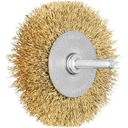 Shaft Mounted Wheel Brushes - Brass Wire (MES) Crimped - 6mm Shaft RBU 8015/6 MES 0.30
