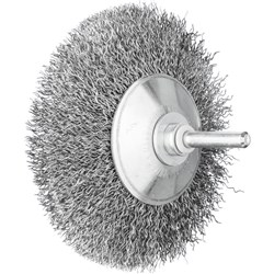 Shaft Mounted Wheel Brush - Bevel Crimped STEEL Wire - 6mm Shaft  KBU 9510/6 ST 0.30 SG