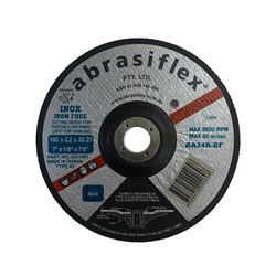 Abrasiflex DC1091 Depressed Centre Metal Cutting Wheels - Iron Free 180 x 3.2 x 22 A24R  I/F