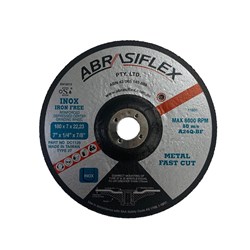 Abrasiflex DC1126 Depressed Centre Metal Grinding Wheels - Iron Free 180 x 7 x 22 A24S  I/F