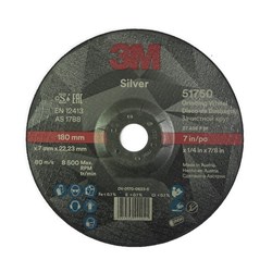 3M DC1133 Silver Depressed Centre Metal Grinding Wheels - Iron Free 180 x 7 x 22 A36P I/F