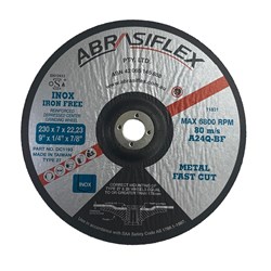 Abrasiflex DC1193 Depressed Centre Metal Grinding Wheels - Iron Free 230 x 7 x 22 A/WA24Q  I/F