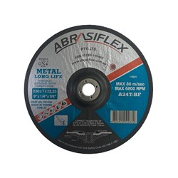 Abrasiflex DC1196 Depressed Centre Metal Grinding Wheels 230 x 7 x 22 A24T