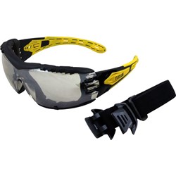 EVOLVE SILVER MIRROR SAFETY GLASSES WITH GASKET & HEADBAND