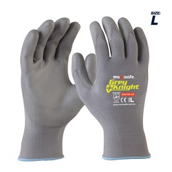 GREY KNIGHT NYLON GLOVE WITH POLYURETHANE (PU) PALM COATING LARGE