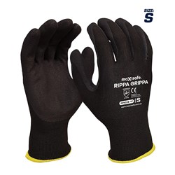 RIPPAGRIPPA BLACK NITRILE ON POLYESTER GLOVE - SMALL
