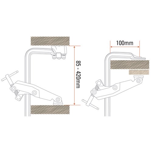 TRADEMASTER CANTILEVER CLAMP 300MM X 100MM 700KGP