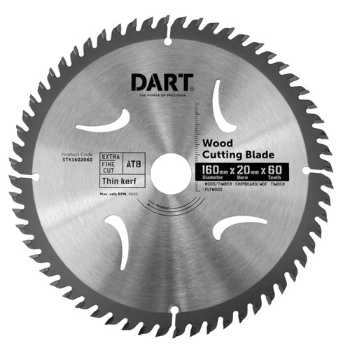 DART 160mm X 1.6 X 1.0 X 20 X 60TCT ATB SAW BLADE