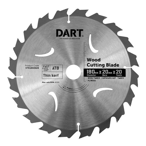 DART 180mm X 1.6 X 1.0 X 20 X 20TCT ATB THIN KERF SAW BLADE