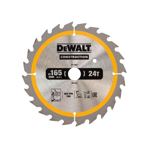 DEWALT SAW BLADE CONSTRUCTION 165MM X 24T 16 20MM AusTech