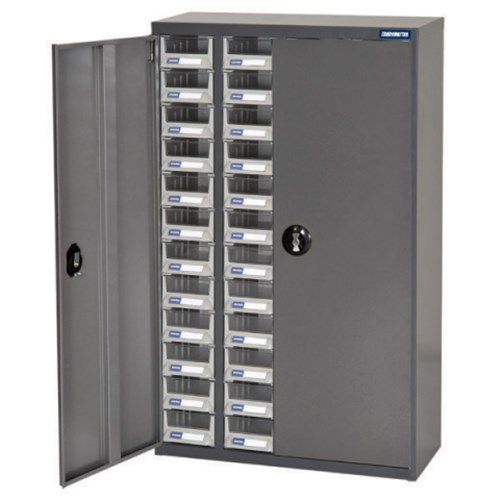 TRADEMASTER PARTS CABINET WITH LOCKABLE DOORS (METAL A7 SERIES) - 48 DRAWERS