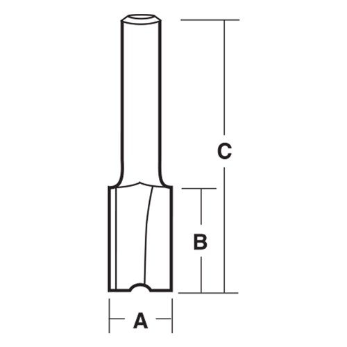 TWO FLUTE - CARBIDE TIPPED - STRAIGHT BIT WITH 6.35MM (1/4
