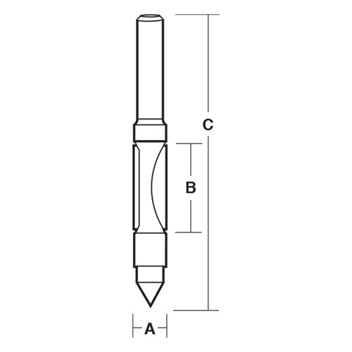 COMBINATION FLUSH TRIMMING & DRILLING BIT - SINGLE FLUTE HIGH SPEED STEEL (WITH PILOT) 6.35mm X 60mm