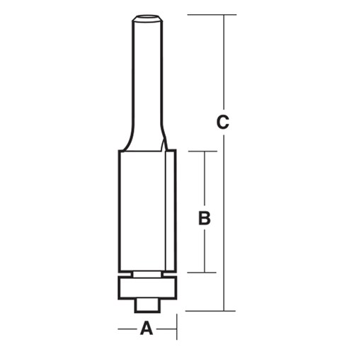 FLUSH TRIMMING BIT - CARBIDE TIPPED 12.7mm X 25.4mm X 67mm