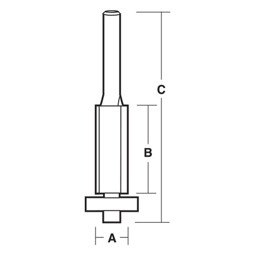 OVERHANGING TRIMMING BIT - CARBIDE TIPPED 9.5mm X 25.4mm X 70mm