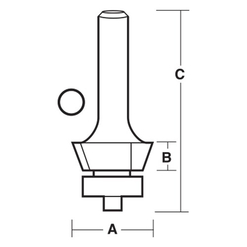 BEVEL TRIMMING BIT - HANDYMAN RANGE - CARBIDE TIPPED 17.7mm X 6.35mm X 44.4mm