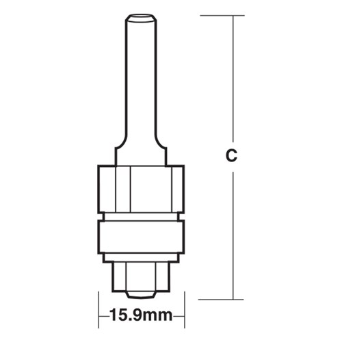 THREE FLUTE FLUSH TRIMMING BIT - SOLID CARBIDE 60mm