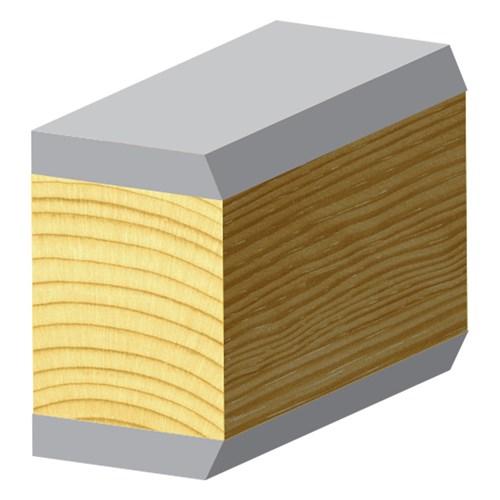 DOUBLE FLUSH AND BEVEL TRIMMING BIT - CARBIDE TIPPED 45° X 6.35mm X 76mm