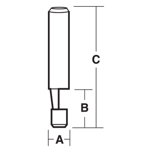 SINGLE FLUTE 7° BEVEL TRIMMING BIT - SOLID CARBIDE 4.8mm X 12.7mm X 38.1mm