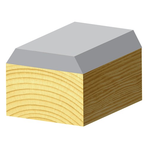 COMBINATION FLUSH & 22° BEVEL TRIMMING BIT - SOLID CARBIDE TIPPED 6.35mm X 12.7mm X 38.1mm