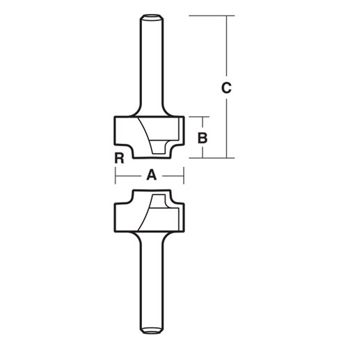 EDGE BAND TRIM BIT - CARBIDE TIPPED 19mm X 12.3mm X 43.3mm