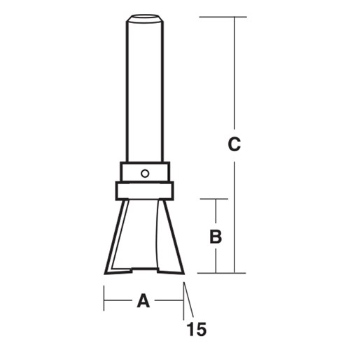 TWO FLUTE T-CUT DOVETAIL BIT - CARBIDE TIPPED 14.9mm X 10mm X 46mm