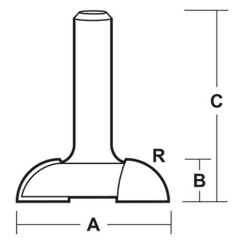 TWO FLUTE DRAWER PULL BIT - CARBIDE TIPPED 50.8mm X 14.3mm X 65mm X 14.3mm