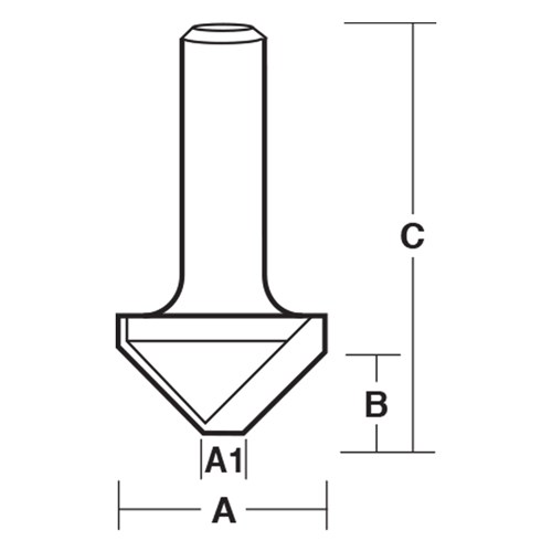 90° VEE GROOVE BIT WITH FLAT - CARBIDE TIPPED 18mm X 3mm X 7.5mm X 45mm