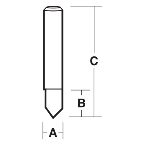 PROVINCIAL DESIGN VEINING BIT - SINGLE FLUTE 2.4mm X 6.35mm X 38.1mm