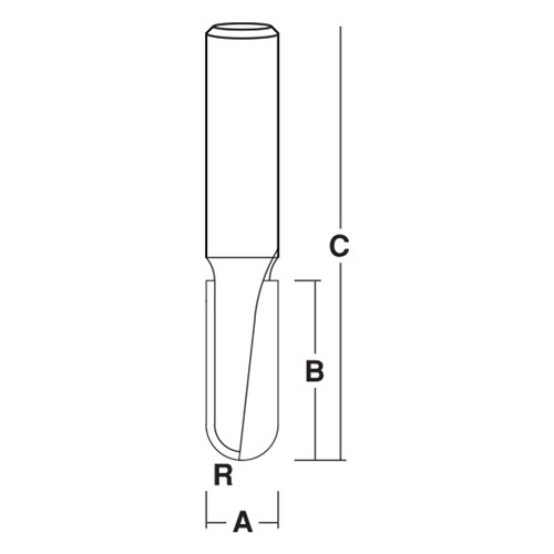 ROUND NOSE BIT - CARBIDE TIPPED 15.9mm X 31.75mm X 76.7mm X 8mm