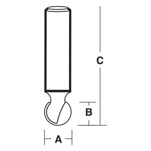 BALL END BIT - CARBIDE TIPPED 12.7mm X 11mm X 56mm X 6.35mm
