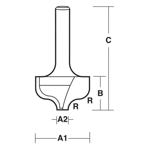 OGEE BIT - HIGH SPEED STEEL - 20mm X 4.8mm X 15.9mm X 44.4mm X 4.8mm