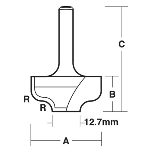 OGEE BIT - WIDE FLAT BOTTOM 31.8mm X 15.9mm X 63.5mm X 4.8mm