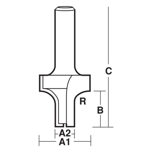 EXTENDED ROUNDING OVER BIT -  NO BEARING 39mm X 13mm X 25mm X 84mm X 13mm