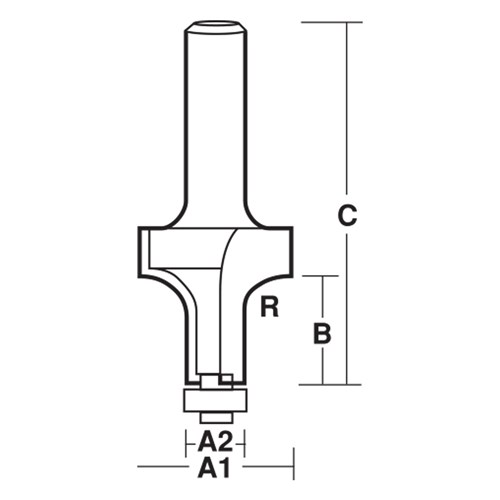 EXTENDED ROUNDING OVER BIT -  WITH BEARING 38.7mm X 12.7mm X 25mm X 80mm X 13mm
