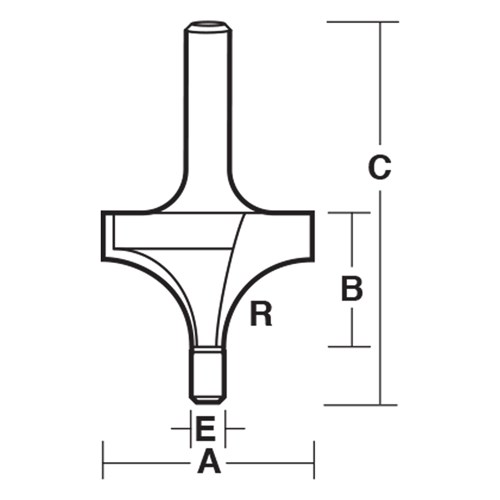 ROUNDING OVER BIT - CARBIDE TIPPED 14.2mm X 12.7mm X 44.4mm X 4.8mm