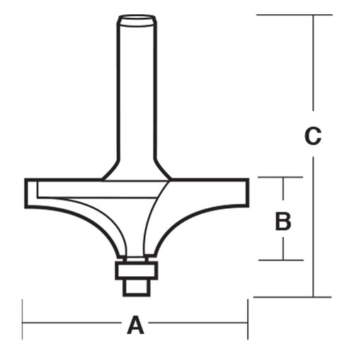 ROUND OVER FILLET BIT - CARBIDE TIPPED 57.1mm X 23.8mm X 82mm