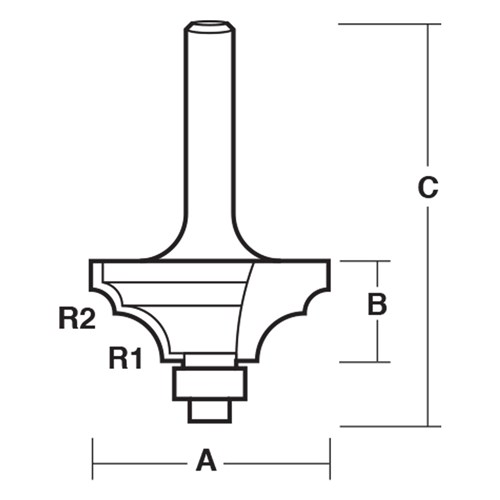 DOUBLE BEADING BIT - CARBIDE TIPPED 31.8mm X 13.3mm X 50.8mm X 6.4mm 3.2mm
