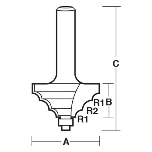 TRIPLE BEADING BIT - CARBIDE TIPPED 44.4mm X 22.2mm X 82mm X 4.8mm X 6.35mm