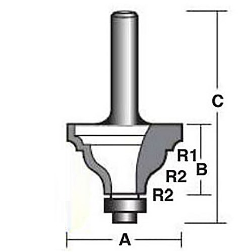 BEADING OGEE BIT 35mm X 22.2mm X 63.5mm X 3.15mm X 8mm