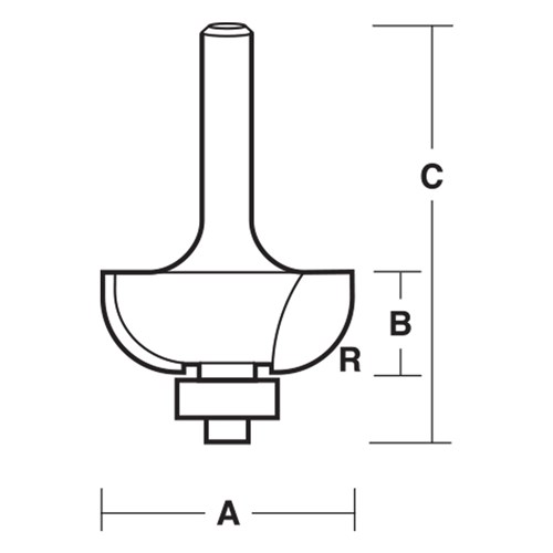 COVE BIT - CARBIDE TIPPED 28.6mm X 12.7mm X 67mm X 7.9mm