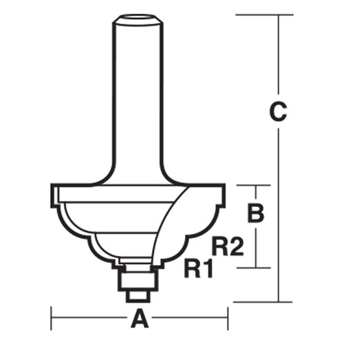 DOUBLE COVE BIT - CARBIDE TIPPED 38.1mm X 19mm X 57.1mm X 4.8mm X 6.35mm