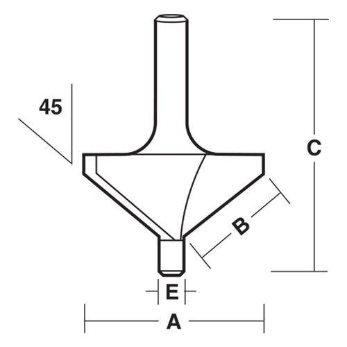 CHAMFERING BIT - CARBIDE TIPPED - 45° ANGLE 30.2mm X 18mm X 49.5mm