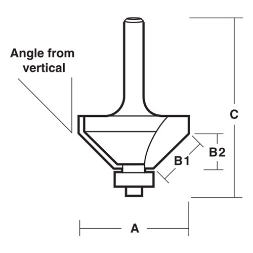 CHAMFERING BIT - CARBIDE TIPPED - 30° ANGLE FROM VERTICAL 28.6mm X 17 mm X 13.9mm X 70mm