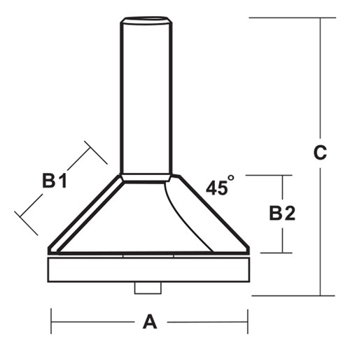 INVERTED CHAMFERING BIT - CARBIDE TIPPED 44.5mm X 22.5mm X 15.9mm X 76.3mm