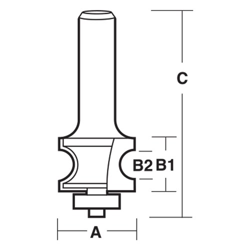 BULL NOSE RADIUS BIT - WITH BEARING 21.4mm X 12.7mm X 5.5mm X 63.5mm