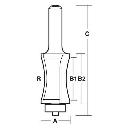 HALF BULL NOSE RADIUS BIT - CARBIDE TIPPED 25.4mm X 30mm X 36mm X 92mm X 45mm