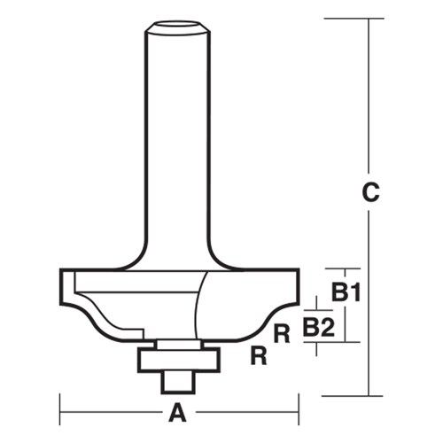 SHALLOW ROMAN OGEE BIT - CARBIDE TIPPED 41mm X 11.1mm X 6.35mm X 63.5mm X 6.3mm